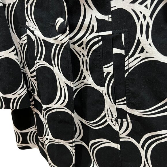 next UK Black & White Abstract Circle Print Trench Coat - Picture 5 of 9
